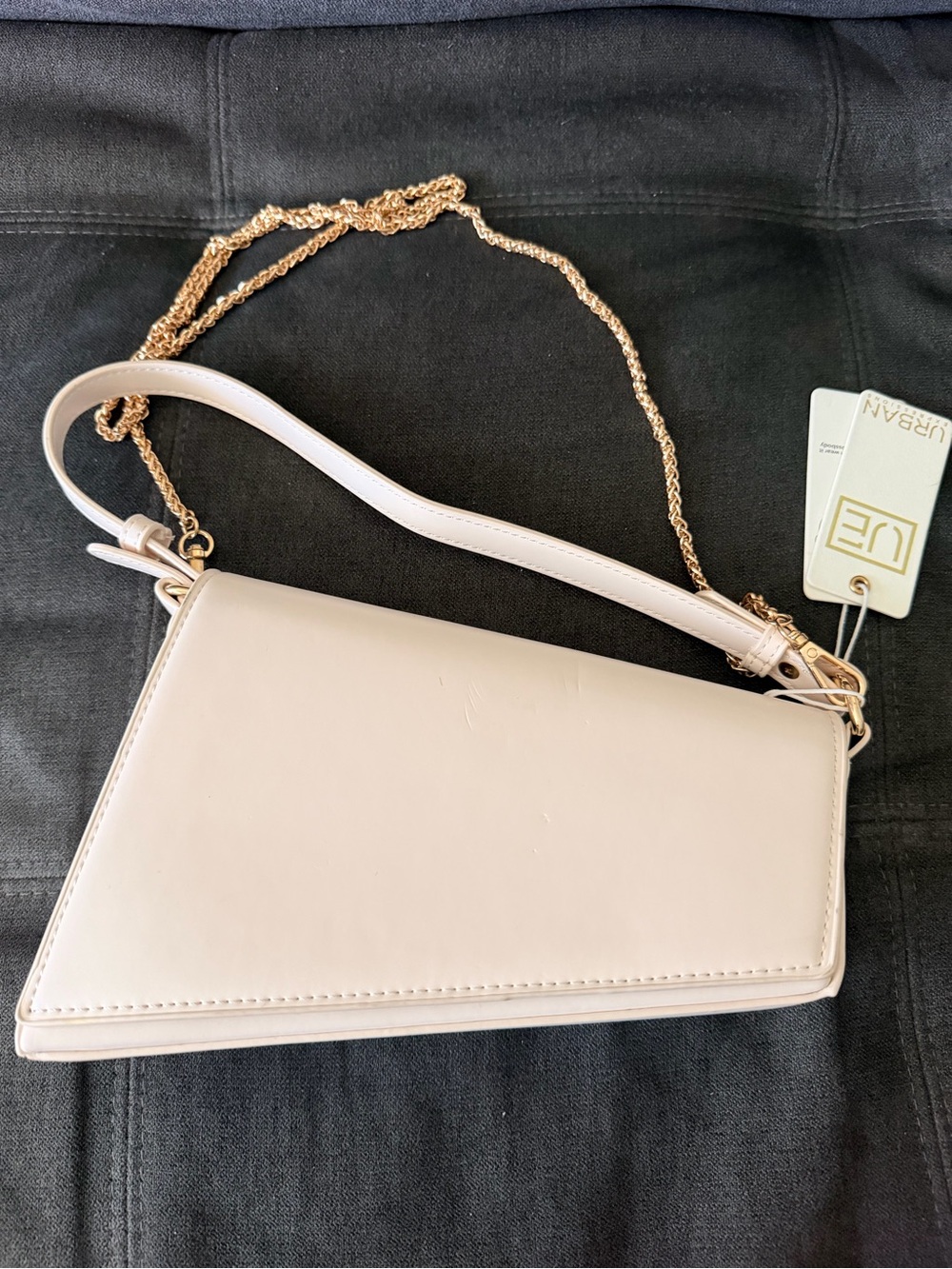 Urban Expressions Cream Shoulder Bag with Gold Chain Strap